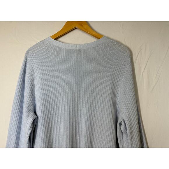 Talbots Longline Pima Cotton Cardigan Sweater Womens Size 1X Pockets Light Blue - Picture 6 of 12